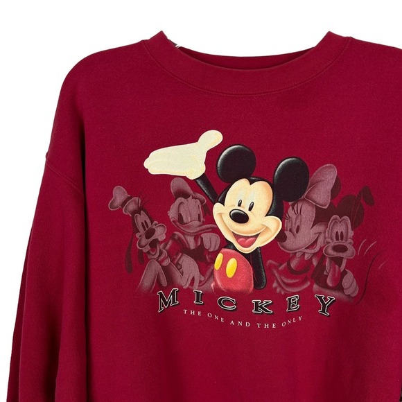 Disney Vintage 90s Character Graphic Red Crew Neck Sweatshirt L - Picture 2 of 4